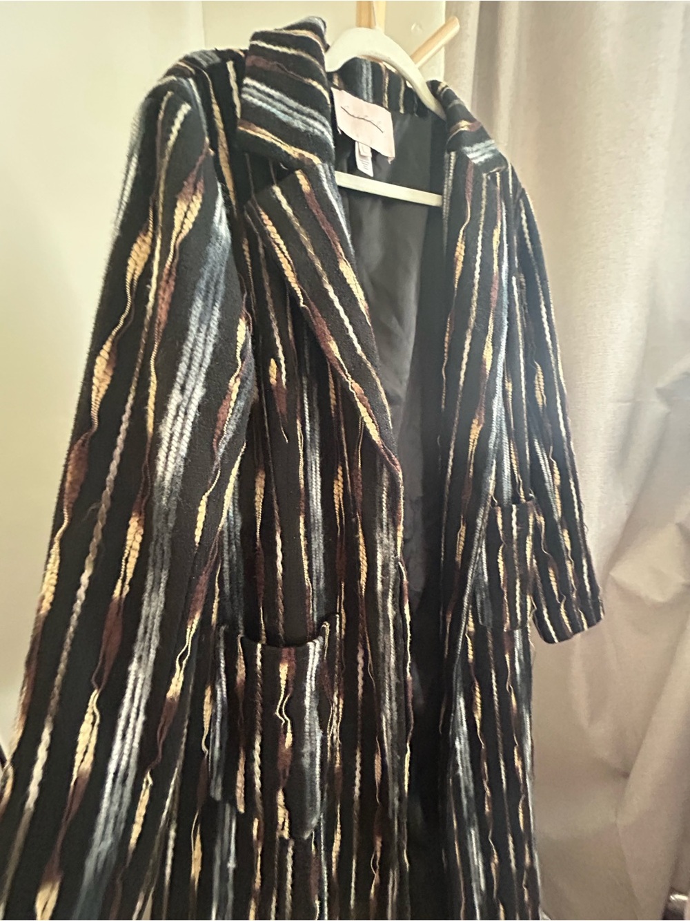 Hutch Black Striped Long Trench Coat